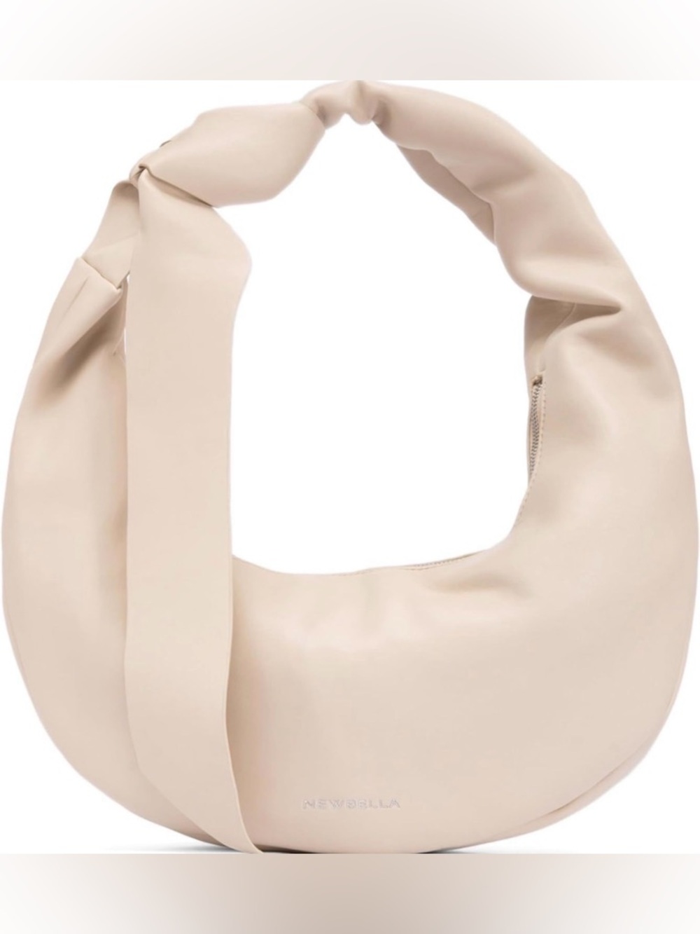Newbelle Cream Knot-Handle Hobo Bag